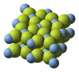 Crystal structure of silver(II) fluoride.