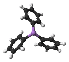 Ball and stick model of aromatic triphenylarsine