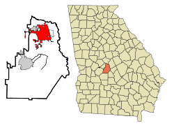 Location in Houston County and the state of Georgia