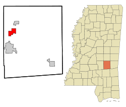 Location of Louin, Mississippi