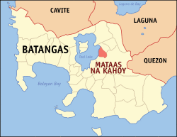 Map of Batangas with Mataasnakahoy highlighted