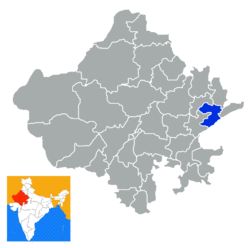 Location of Sawai Madhopur district in Rajasthan