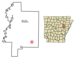 Location of Hunter in Woodruff County, Arkansas.