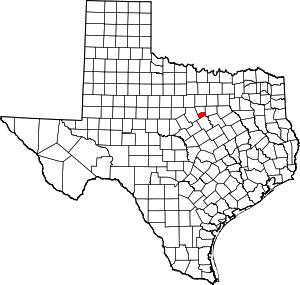 Map of Texas highlighting Somervell County