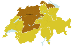 Map of the modern diocese of Basel within Switzerland