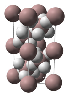 Unit cell spacefill model of aluminium hydride