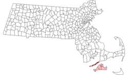 Location in Dukes County in Massachusetts