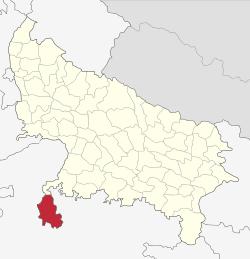 Location of Lalitpur district in Uttar Pradesh