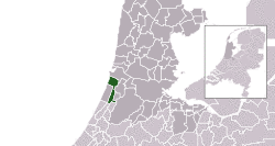 Highlighted position of Bloemendaal in a municipal map of North Holland