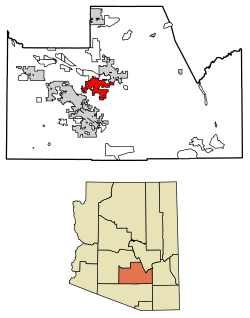Location of Coolidge in Pinal County, Arizona