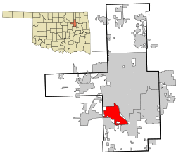 Location within Tulsa County, and the state of Oklahoma