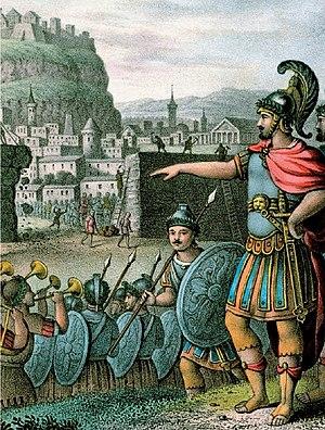 Lysander outside the walls of Athens 19th century lithograph.jpg