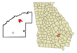 Location in Jeff Davis County and the state of Georgia