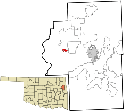 Location within Cherokee County and the state of Oklahoma
