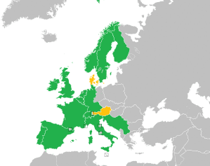 A coloured map of the countries of Europe