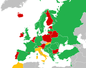 A coloured map of the countries of Europe