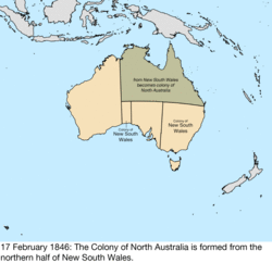 Map of British claims to Australia; for details, refer to adjacent text