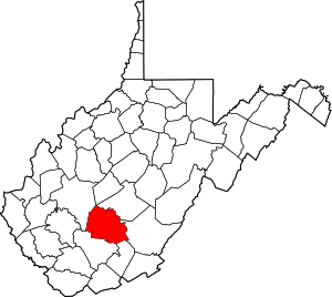 Map of West Virginia highlighting Fayette County
