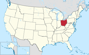 Map of the United States highlighting Ohio