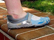 Lightweight blue shoe with individual toes