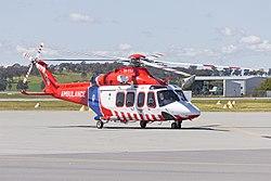 Australian Helicopters (VH-YXJ), operated for Ambulance Victoria, AgustaWestland AW139 taxiing at Wagga Wagga Airport.jpg