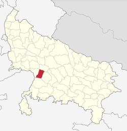 Location of Auraiya district in Uttar Pradesh