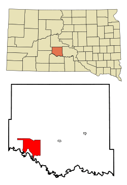 Location in Jones County and the state of South Dakota