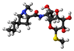 Ball-and-stick model of lincomycin