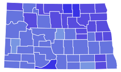 United States Senate election in North Dakota, 2006 results by county.svg