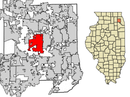 Location of Wheaton in DuPage County, Illinois.