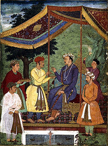 Emperor Jahangir receiving his two sons, an album-painting in gouache on paper, c 1605-06.jpg