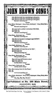 Original publication of the text of the John Brown Song from 1861.[1]:373