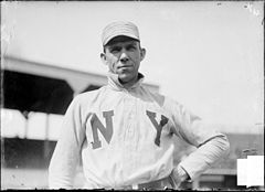 New York Giants first baseman Dan McGann, standing on the field at West Side Grounds.jpg