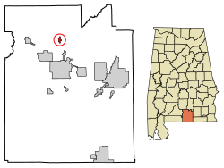 Location of Gantt in Covington County, Alabama.