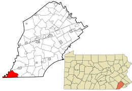 Location in Chester County and the state of Pennsylvania.