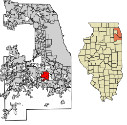 Location of Tinley Park in Cook and Will Counties, Illinois.