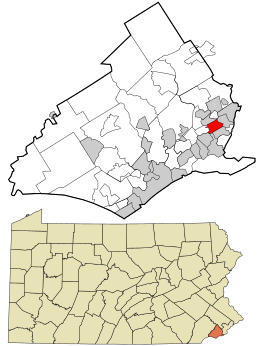 Location in Delaware County and the U.S. state of Pennsylvania