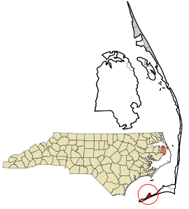 Location in Dare County and the state of North Carolina