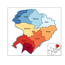Map of the Northern Province showing its districts.