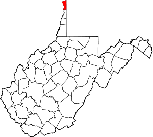 Map of West Virginia highlighting Hancock County