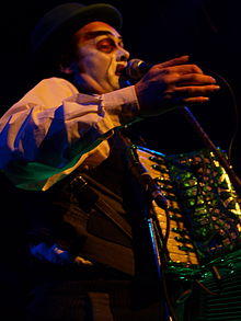 Martyn Jacques during a live performance with the Tiger Lillies in Kaserne Basel, Switzerland on 29 December 2007.