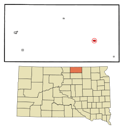 Location in McPherson County and the state of South Dakota