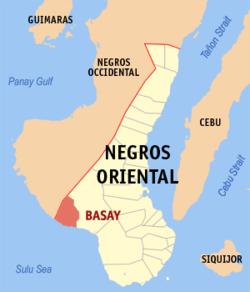 Map of Negros Oriental with Basay highlighted