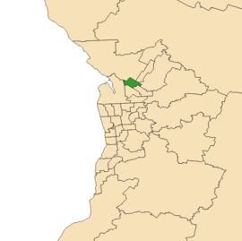 Map of Adelaide, South Australia with electoral district of Ramsay highlighted
