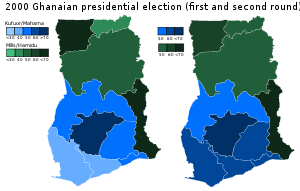 2000 Ghanaian presidential election (percentage by region).svg