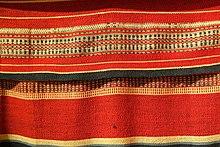 Costume detail, Gie-Trieng, Kon Tum, 1940, handmade cotton, natural dyes - Vietnamese Women's Museum - Hanoi, Vietnam - DSC04090.JPG