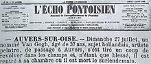Photograph of a 19th-century newspaper announcement of someone's death