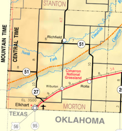 KDOT map of Morton County (legend)