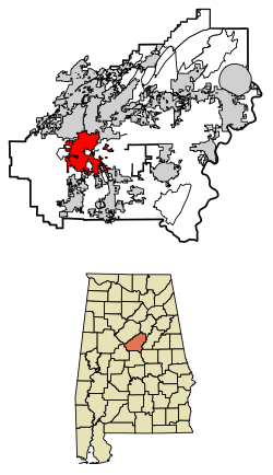Location of Alabaster in Shelby County, Alabama.