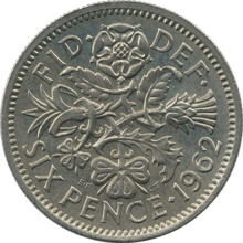 British sixpence 1962 reverse.png